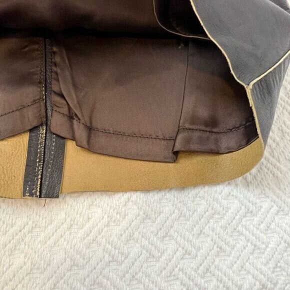 Vintage Marisa Minicucci Women’s Small Dark Chocolate Brown Leather Skirt Italy - Picture 6 of 15
